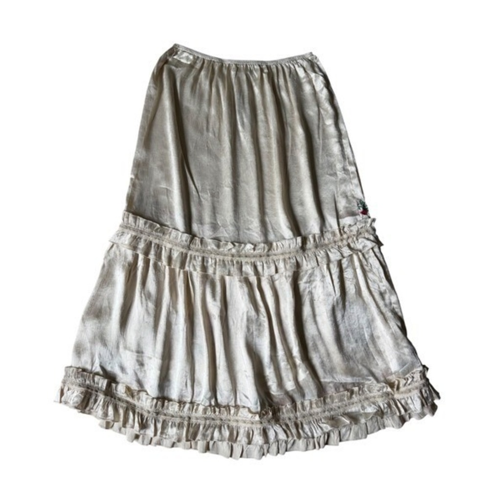 Natural Life Midi Skirt Delilah NEW Embroidered Floral Boho Ivory Large - Picture 4 of 10